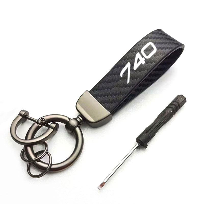 Luxury Keyring Suede Car Keychain Ring Vintage Leather Zinc Alloy Key Chain Keys Holder Universal For Volvo 740 Car Accessories