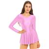 Woman Dance Gymnastics Skirted Leotard Dress Long Sleeve Sports Dance Party Mini Dress Swim Dresses