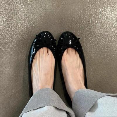 Версия из овчины~ Нежные ретро балетки на плоской подошве с бантом для женщин, удобные, с мягкой подошвой, с круглым носком, на одну педаль, с легким вырезом, одинарные туфли