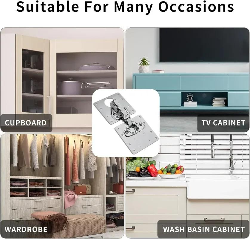 Ремонтная пластина из нержавеющей стали с винтом для крепления петли кухонного шкафа, монтажная пластина для соединения, плоский крепежный кронштейн для мебели