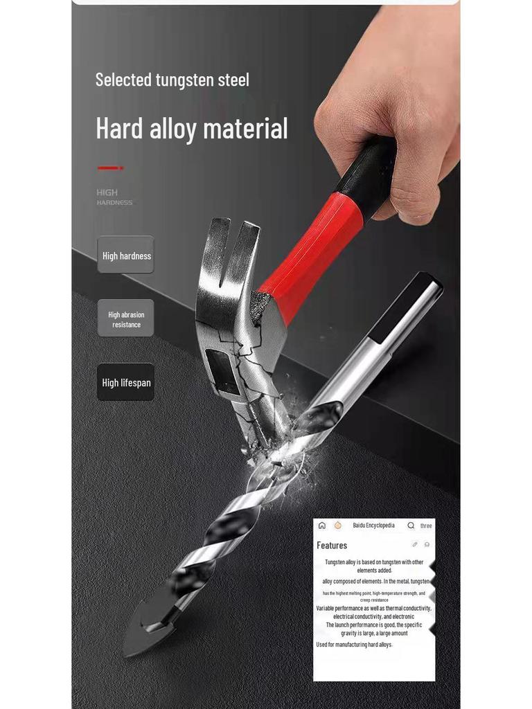 Tile and Concrete Triangle Drill Bit for Glass & Woodworking - Electric Hole Punching Tool