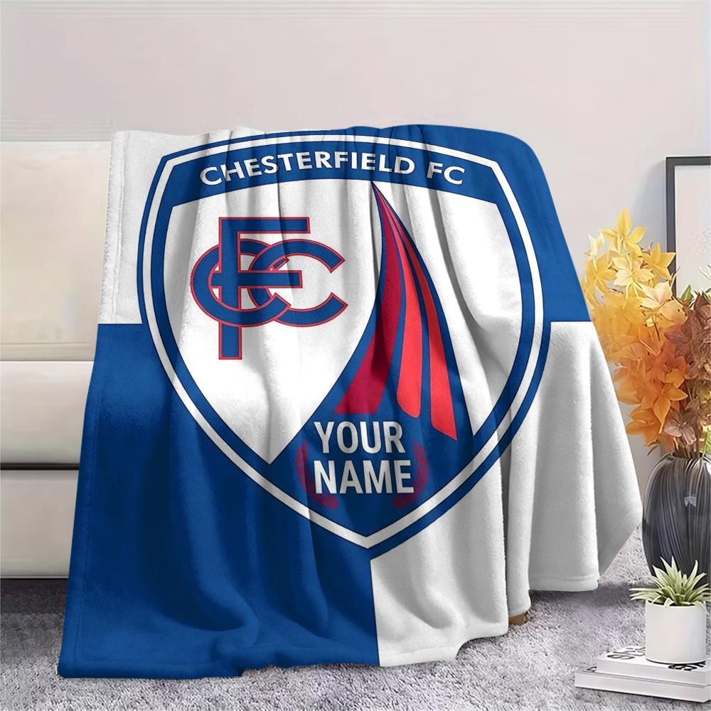 1PC Chesterfield Fc Crest Custom Name Patterned Flannel Blanket Suitable For All Seasons For Home Decor Warmth And Comfort Gifts Holiday Present