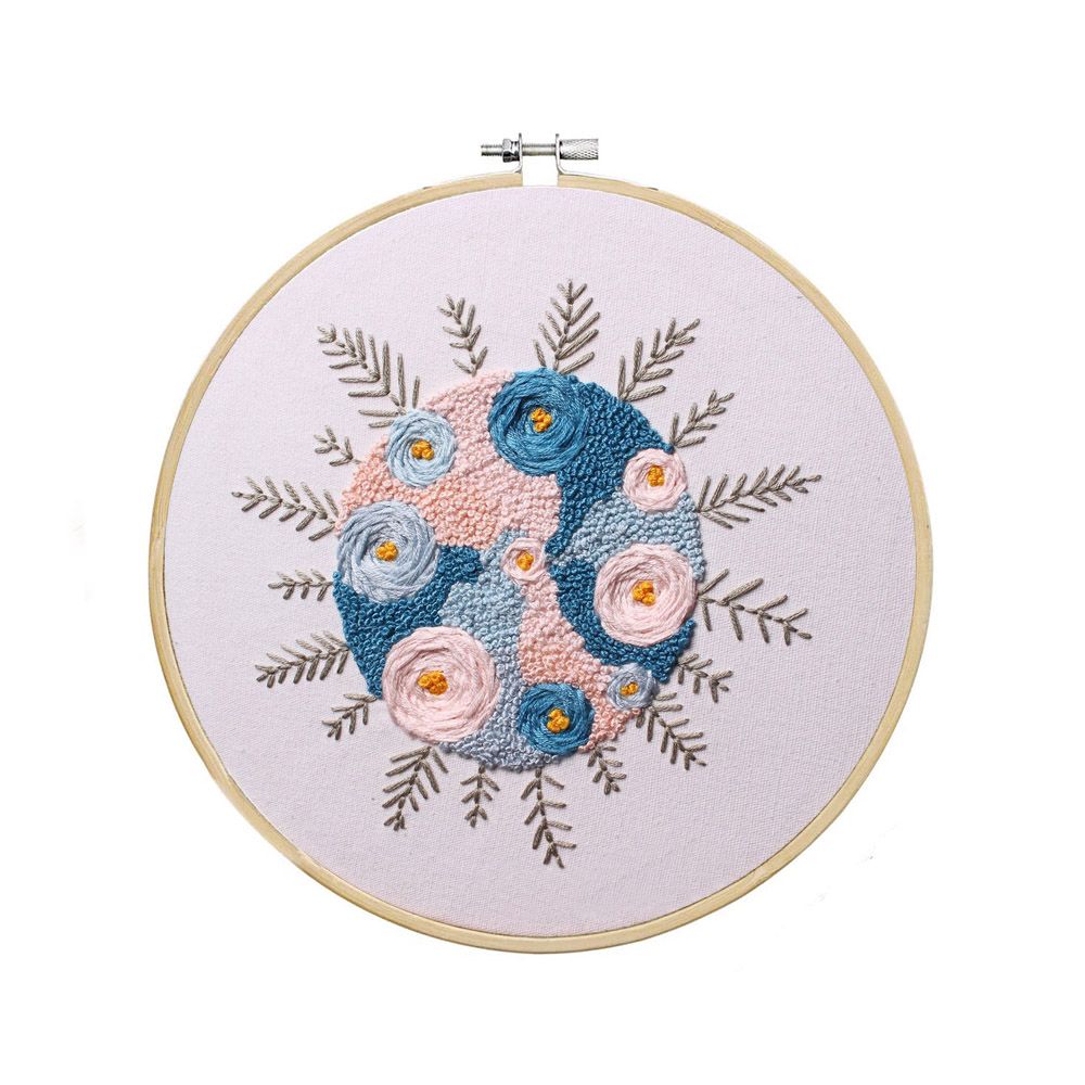 Painting Flowers Pattern Embroidery Kit DIY Crafts Cross Stitch Kit Set Handmade Needle Thread Suit