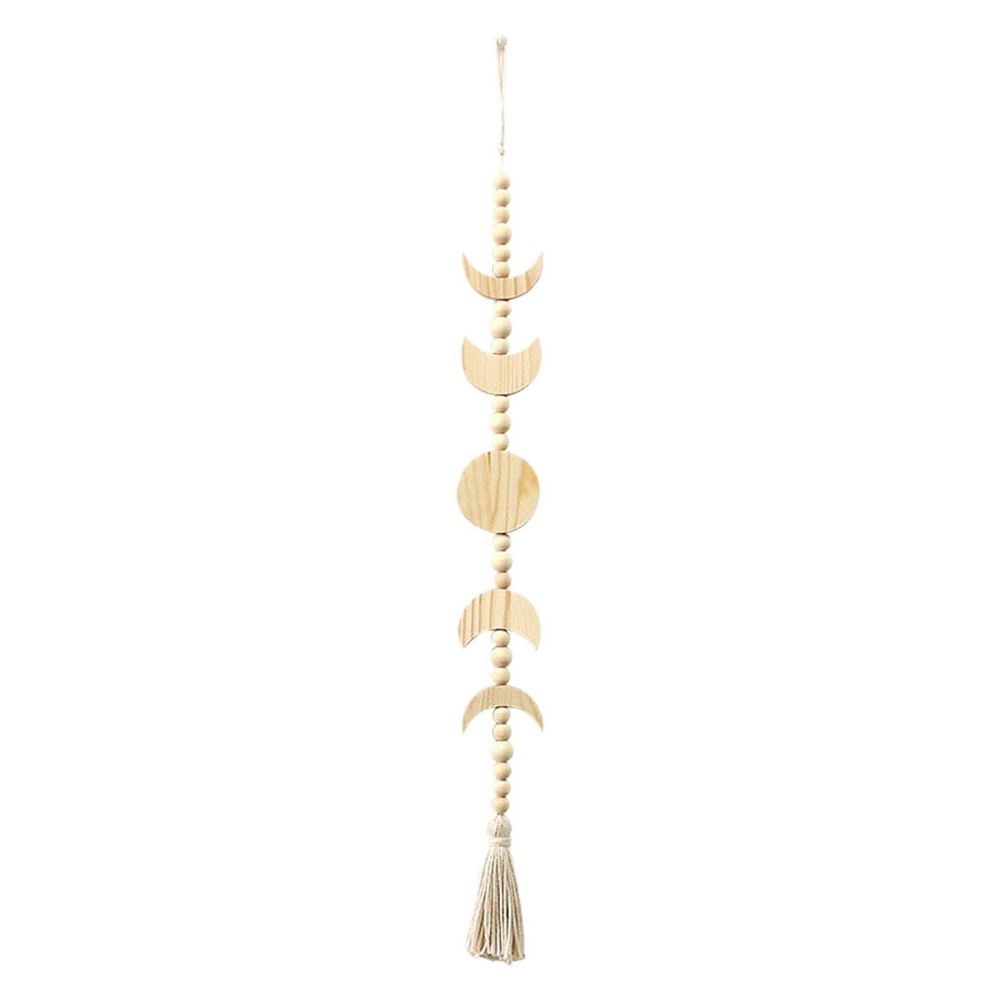 Living Room Celestial Ornament Tassel Garland Wood Moon Phase Wood Bead Wall Hanging