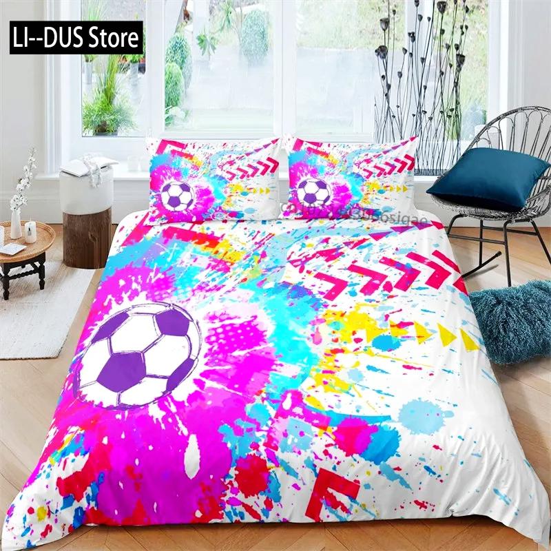Football Duvet Cover Sports Theme Ball Games Bedding Set Kids Basketball Hockey Comforter Cover Twin for Boys Girls Room Decor