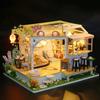 Wooden Doll House Cat Cafe Mini DIY Small House Kit Making Room Toys Home Bedroom Decoration with Furniture For Gifts Dollhouse