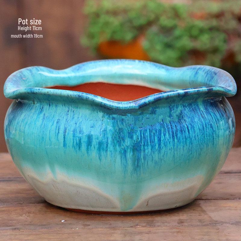 Yixing Handmade Coarse Pottery Medium Succulent Planter - Breathable Zisha Ceramic Ebony Tree Pot for Green Plants