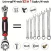 52-in-1 Tiger Wrench Hand Tools Socket Works With Spline Bolts 360 Degree Universial Furniture Car Repair Spanner