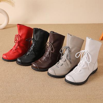 Женские короткие ботинки из коровьей кожи первого слоя, бархатные одинарные ботинки, сезонные, на мягкой подошве, ботинки Мартин, обувь, нескользящие, с низким голенищем, резиновые, однотонные