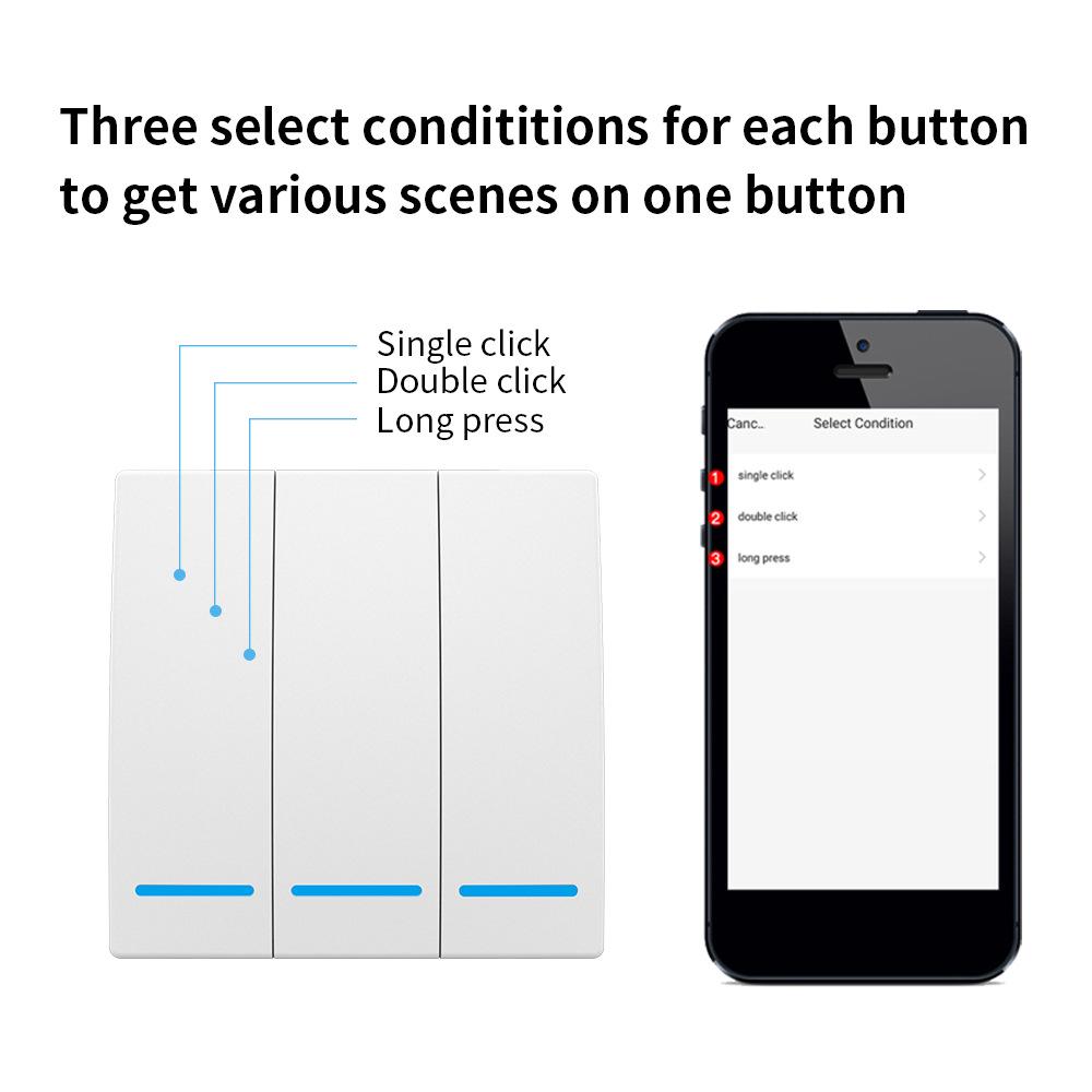 Tuya Zigbee беспроводной переключатель сцен для умного дома с креплением на наклейке