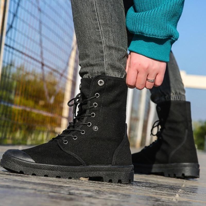 Men's Casual Boots Fashion High-top Canvas Shoes Classics Breathable Sneakers for Men Outdoor Non Slip Hiking Boots Botas Hombre