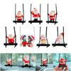 Festival Swinging Santa Auto Mirror Hanging Decoration Resin Christmas Ornament For Car Home Decoration