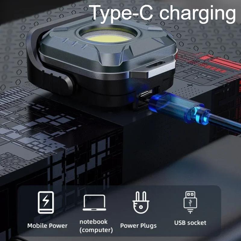 Карманные фонари COB, брелок-фонарик, USB-перезаряжаемый, 6 режимов, супер яркий, мини-портативный рабочий фонарь с магнитом для кемпинга на открытом воздухе