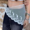 White Lace Triangle Belt Elegant Belted Overlap Scarf Niche Korean Lace Apron  Party