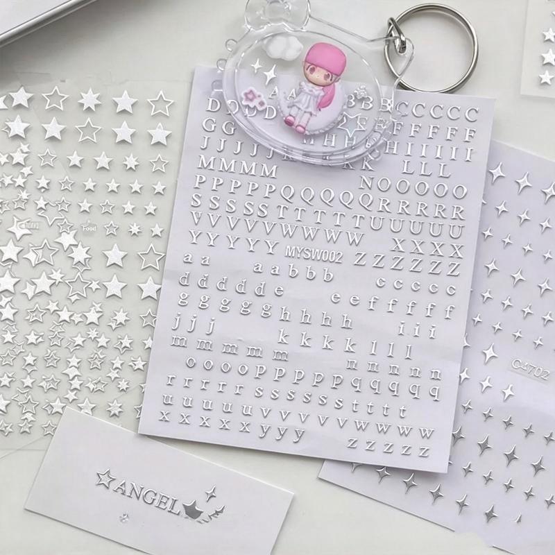 Серебряные Звездные Наклейки DIY Декор для Альбома Скрапбукинга Эстетичные Буквы Наклейки-Звездочки Kawaii Корейская Канцелярия