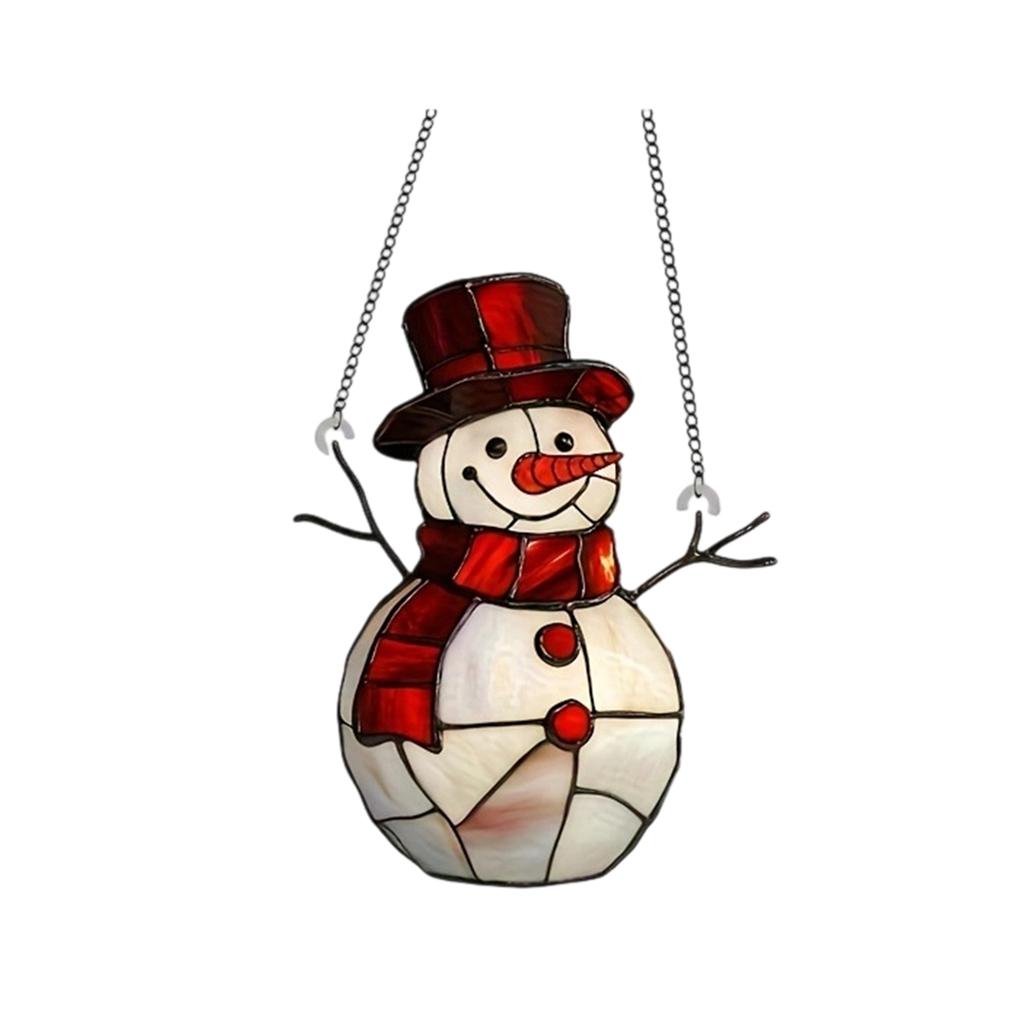 2D Красный Акриловый Подвесной Декор на Окно, Ловец Света Снеговик, Рождественское Праздничное Украшение для Дома и Улицы, 20см*16см