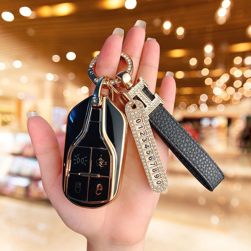 Подходит для нового чехла для ключа Maserati President Levante Всесторонний защитный чехол Сумка с пряжкой Geberit