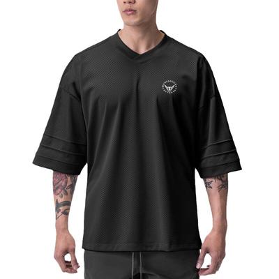 Do The Work Muscleguys Негабаритный V-образный вырез с графическим принтом, свободные заниженные плечи, летняя спортивная сетчатая футболка для спортзала, фитнеса, бодибилдинга