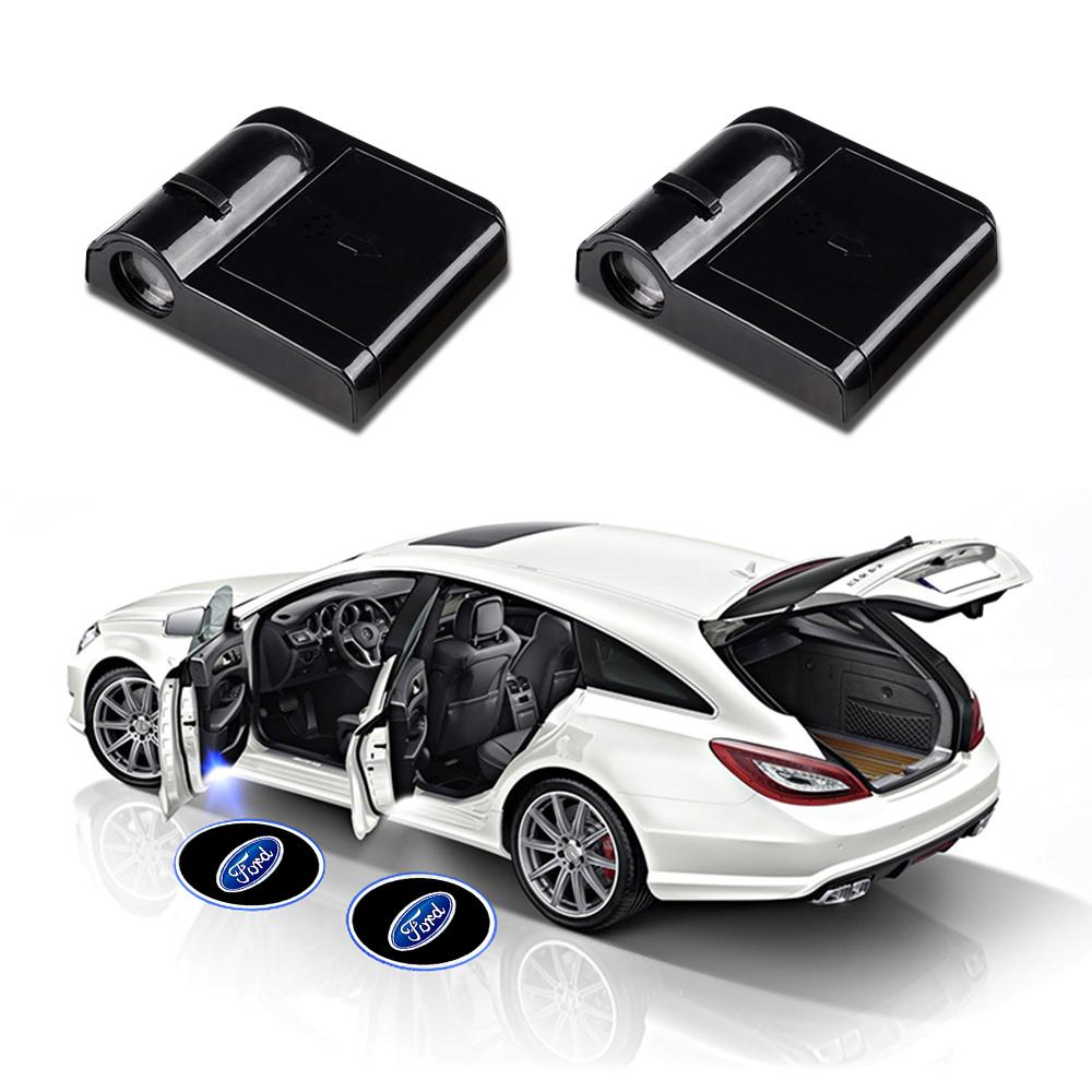 LLB4 1/2Pcs Led Car Door Welcome Laser Projector Logo Ghost Shadow Lights Courtesy Decor Lamp For Ford Focus Fiesta Ranger Mondeo