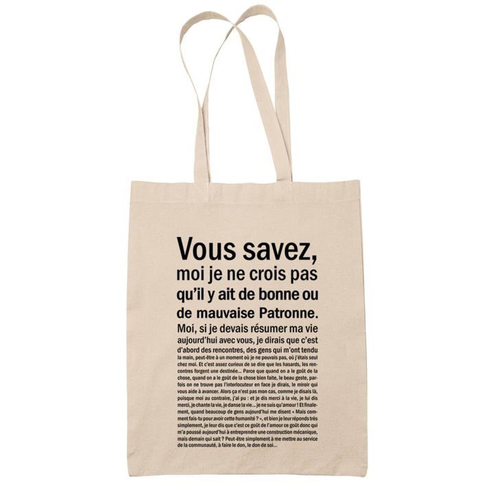 Tote bag - PLANETEE - Patronne Situation Femme Beige - Coton - Beige - Imprimé en France