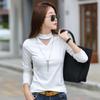 Женская осенне-зимняя рубашка-рубашка, с длинными рукавами, воротником-полуворотом, большого размера, универсальная футболка, стильный внутренний слой, теплый верх