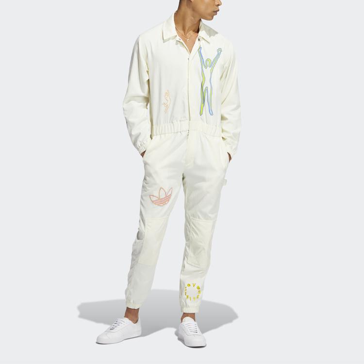 Adidas Оригинальный свободный комбинезон с принтом трилистника унисекс бежевый H43972