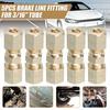 5pcs Brass Brake Line Union Fittings Straight Reducer Compression Kits Connector 3/16" OD Hydraulic Brake Lines Pipe 33 X 10mm