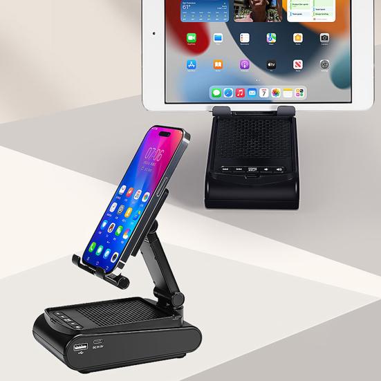 Держатель для мобильного телефона с беспроводным Bluetooth-совместимым динамиком, телескопический, с большой грузоподъемностью, противоскользящее основание, подставка для мобильного телефона, планшета, мобильного телефона