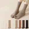 Five-fingered Socks, Women's Cotton Mid-calf Socks for Autumn and Winter, Antibacterial and Anti-foot Odor Long Calf Socks, Toe Separation Socks