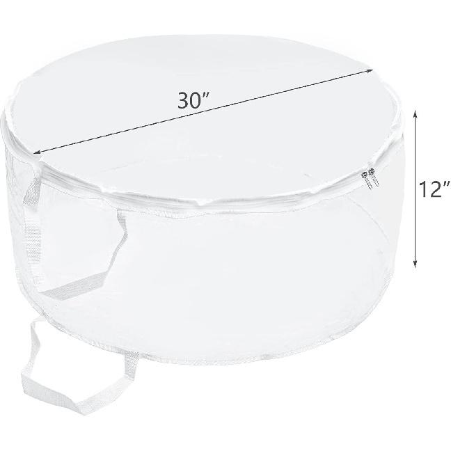 Hedume Wreath Storage Bag, 30" X 12" Clear Everyday Bag, Christmas Wreath Storage Container with Dual Zippered and Reinforced Handle, Protect Your