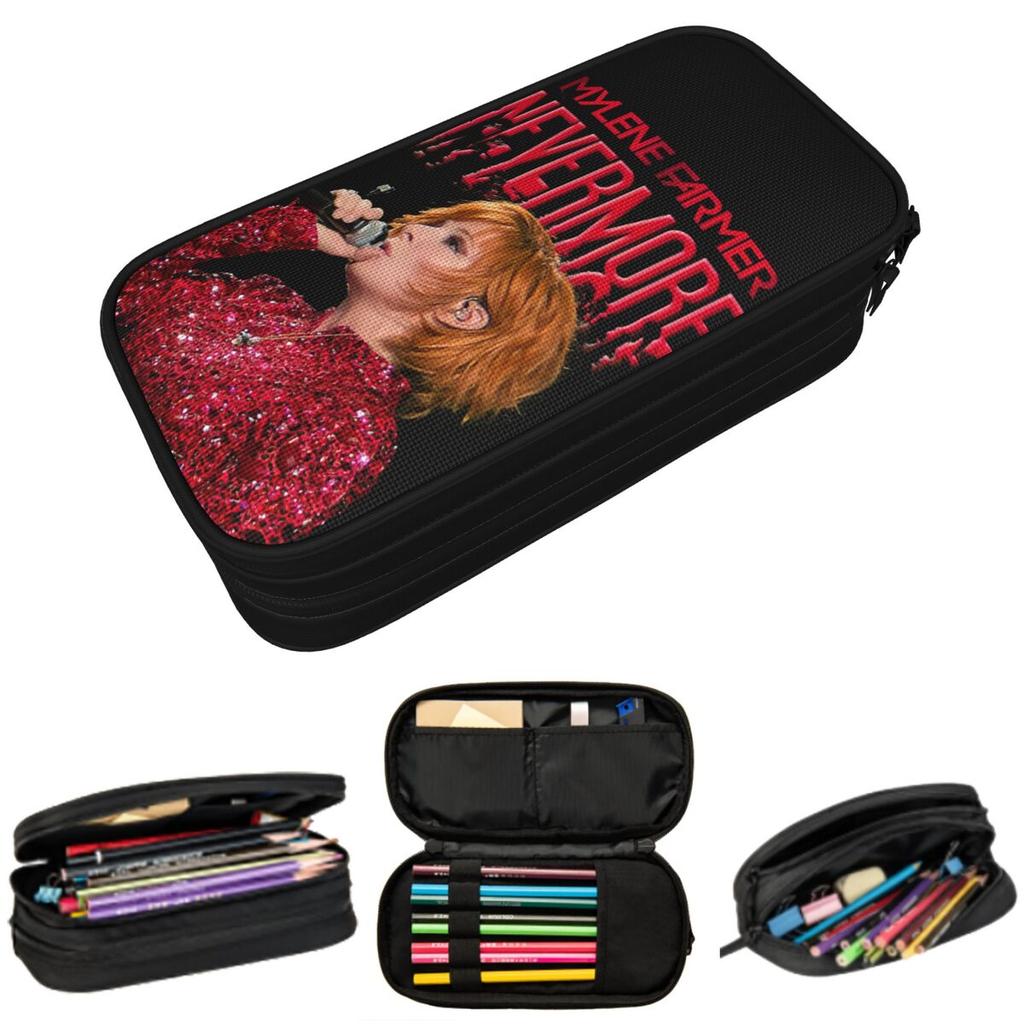 Nevermore Tour Mylene Farmer Pencil Case for Kids Gifts Pen Box Pencil Bag Stationery Supplies Pen Holder Bag