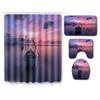 Scenic Shower Curtain Floor Mat Combination Four-Piece Set Bathroom Toilet Carpet Shower Room Mat Doormat