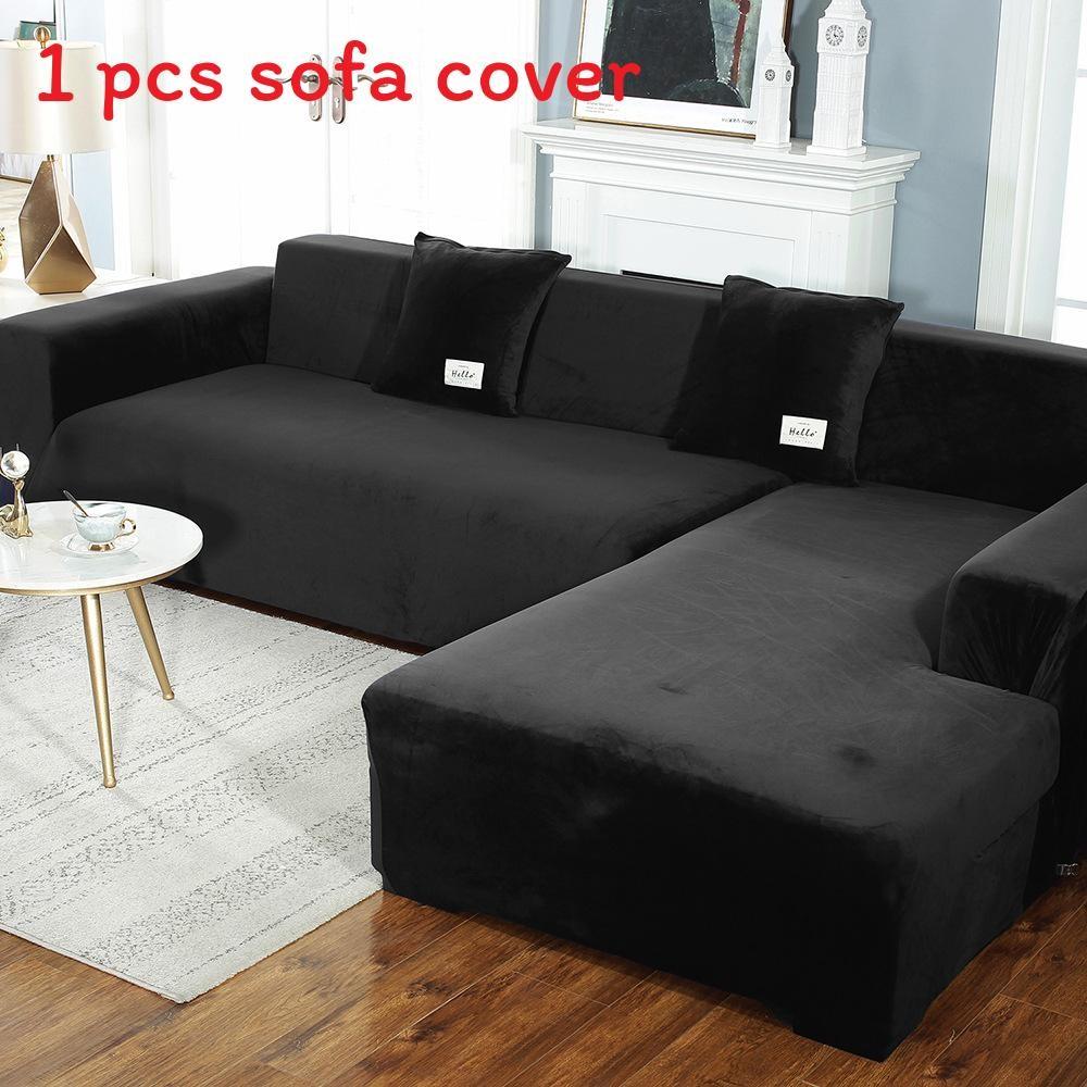Simple Solid Color Plush Surface Sofa Protection Cover With Anti Slip Strip For Household Protection