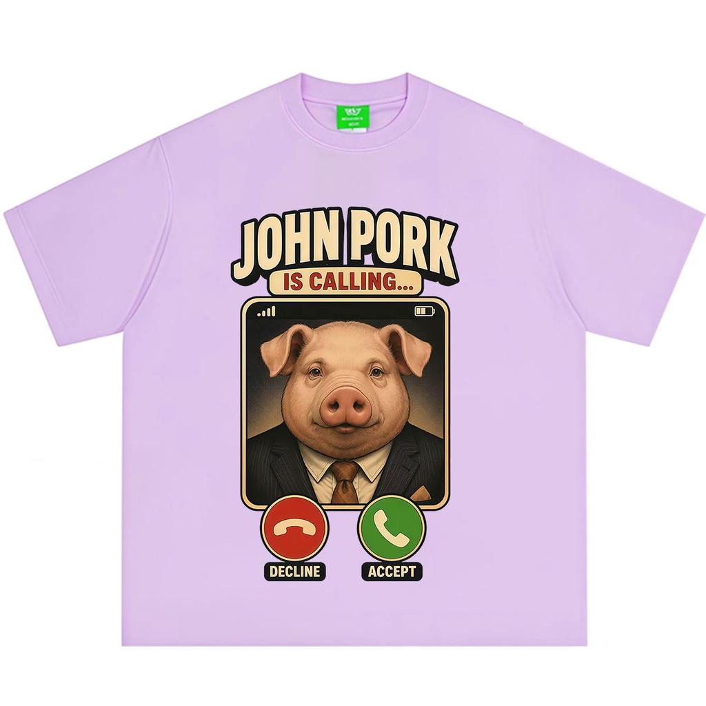 John Pork Is Calling Funny John Pork Meme Tshirt Unisex Unisex Fashion Y2K Clothing TShirt Summer Cotton Vintage Loose Tshirts