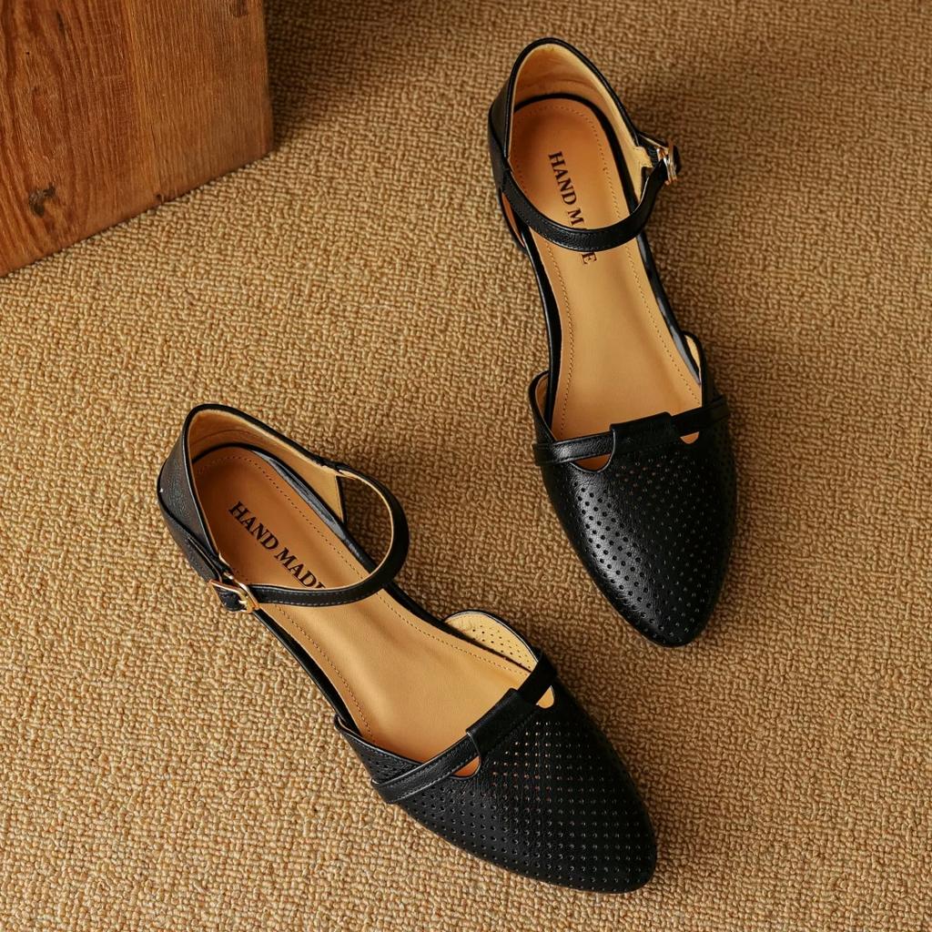 Мода 2025 женские замшевые разноцветные лоскутные сандалии-балетки с ремешком на щиколотке и вырезами, с острым носком, повседневная летняя обувь