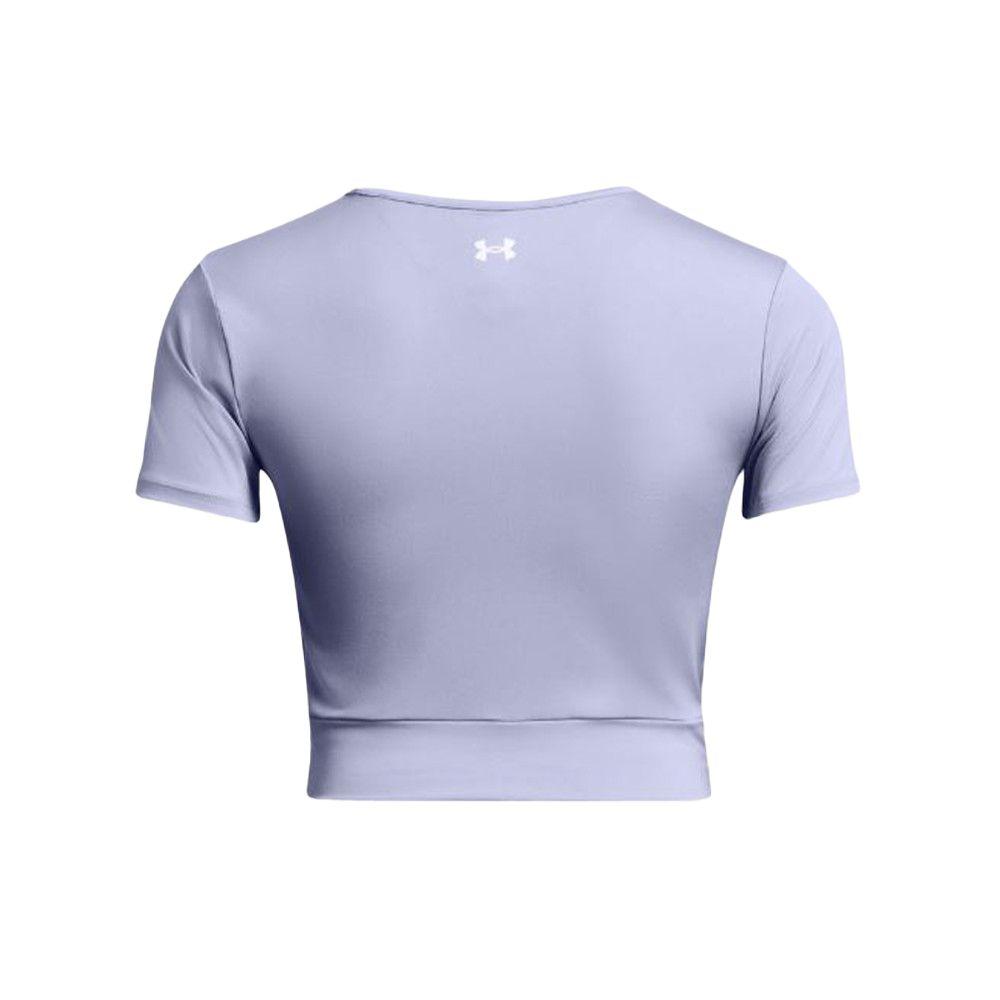 Under Armour UA Motion Crossover Solid Logo Knot Design Round Neck Short Sleeve T Shirt Women Tops Light-Blue Purple 1383647-539