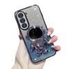 Astronaut Stand Suitable for Samsung S24ultra Mobile Phone Case S23Plus Gradient Flash Powder S22 Astronaut