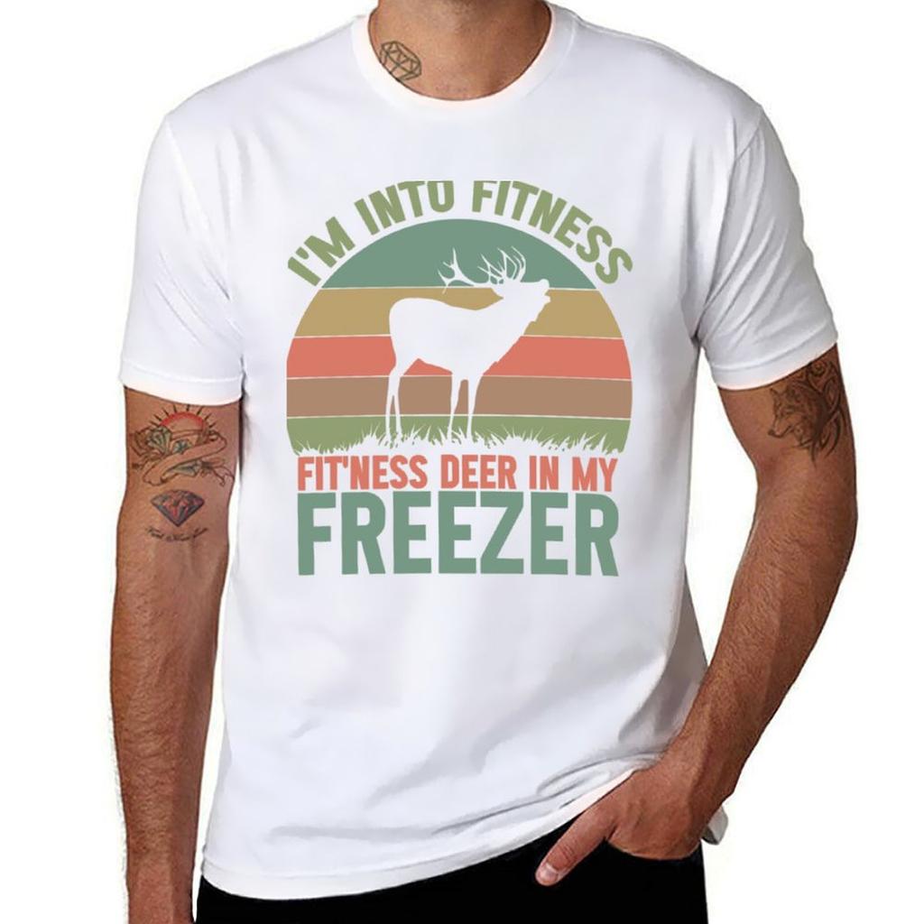 IM INTO FITNESS FITNESS DEER IN MY FREEZER DEER SEASON HUNTING SEASON TShirt Novelty Print Casual Tee Shirt