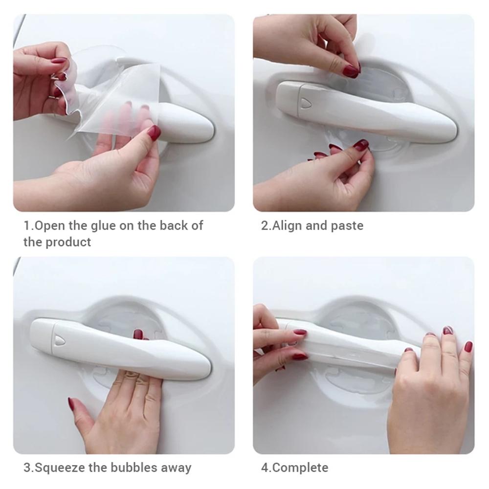 8 шт. наклеек на дверь автомобиля, универсальная устойчивая к царапинам крышка, защитная пленка для автомобильных ручек, декор для автомобиля, внешние аксессуары, наклейки для автомобиля