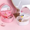 Jewelry Organizer Heart Shape Makeup Box with Mirror Cosmetic Storage Container for Earrings Rings Necklaces Display