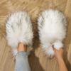 Women's Winter Fuzzy Slippers Plus Size Woman Luxury Furry Faux Fur Slippers Plush Warm Home Cotton Shoes Indoor Fur Slides