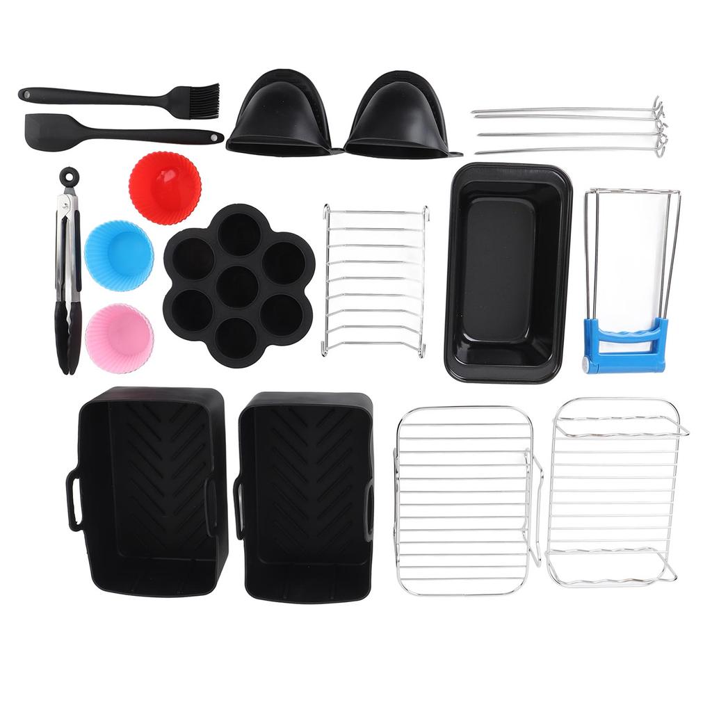 Набор аксессуаров для фритюрницы Решетка для гриля с шампуром Силиконовая щетка Щипцы для еды Сковорода для торта Сковорода из нержавеющей стали