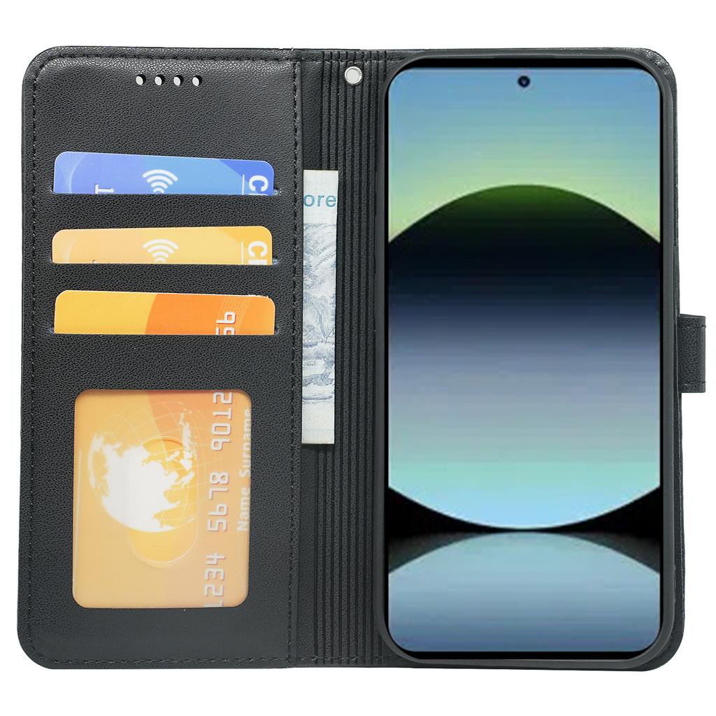 For Xiaomi Redmi Note 14 4G (164.84mm) Wallet Case Magnetic Snap Leather Phone Cover with Strap