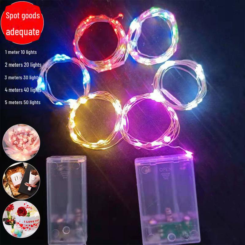 LED Wave Ball Copper Wire Light String: Flashing Decorative Lights with Battery Box for Gift Box and Toy Display