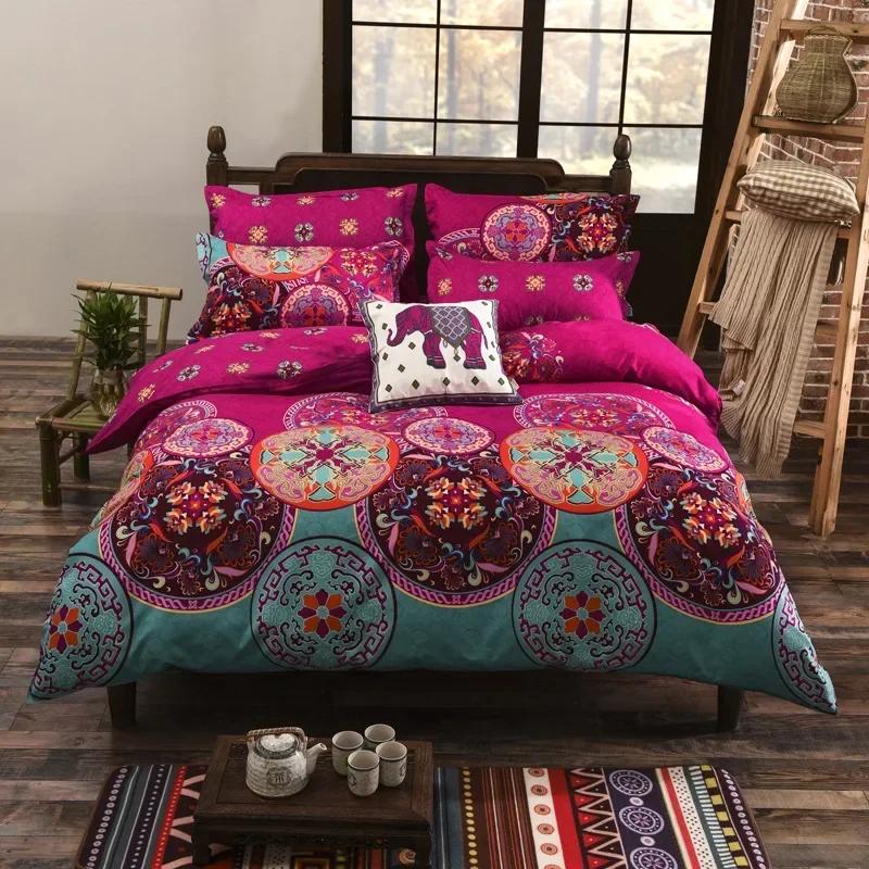 Bohemian Style Bedding Set Mandala Floral Printed Duvet Cover Pillowcase Germany Single Double Queen Super King Size 3pcs Sets