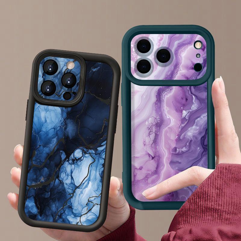 Ударопрочный чехол для телефона iPhone 17 Pro Max Чехол iPhone 16 15 14 13 Pro Max 11 17e 16e Цветной Мраморный Принт Мягкий Силиконовый Бампер Защитная крышка