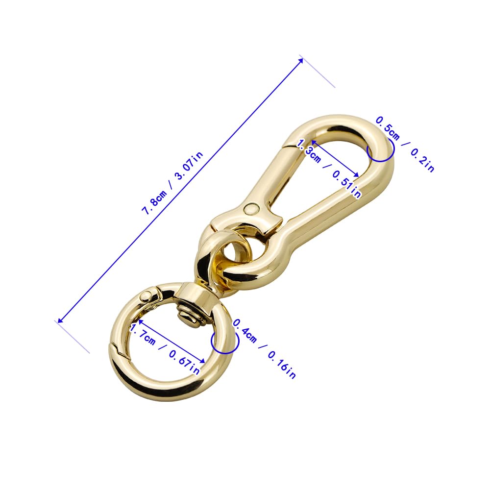 FUSSED 2-Piece Key Chain, Car, Motorcycle, Carabiner, Hook, Keyring, Men's, Convenient, Spring Closure, Detachable Keychain, gold