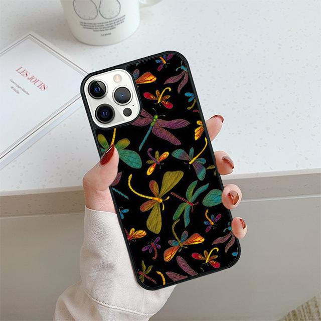 Цветочный Радужный Чехол-Стрекоза Для iPhone 17 Air 14 15 16 16e 13 12 Max Чехол Для Apple 11 Pro Max Plus Coque