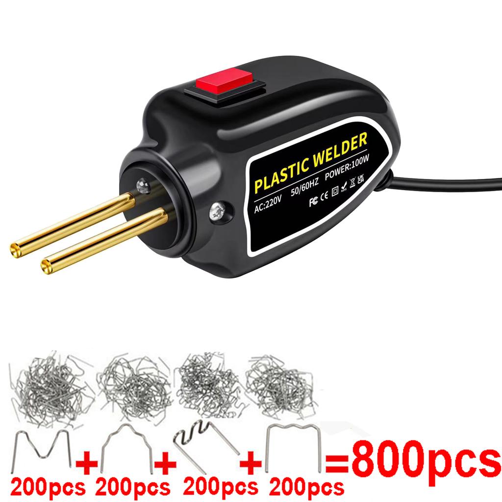 Портативный 100 Вт пластиковый сварочный аппарат, горячий гвоздезабивной аппарат, набор для ремонта пластика, мини 110 В пластиковый сварочный набор, 4 гвоздя с 1200 шт. сварочных гвоздей