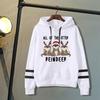 Fashion Women Christmas All Of The Otter Reindeer Print Hooded Sweatshirt Autumn Leisure Sports Pullover